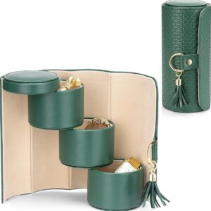 Jewellery Box Travel Accessory Storage Organizer Roll Small Faux Leather Travel Jewellery Box Organizer Display Storage Case for Rings, Earring, Necklaces