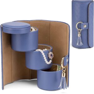 Jewellery Box Travel Accessory Storage Organizer Roll Small Faux Leather Travel Jewellery Box Organizer Display Storage Case for Rings, Earring, Necklaces