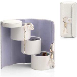 Jewellery Box Travel Accessory Storage Organizer Roll Small Faux Leather Travel Jewellery Box Organizer Display Storage Case for Rings, Earring, Necklaces